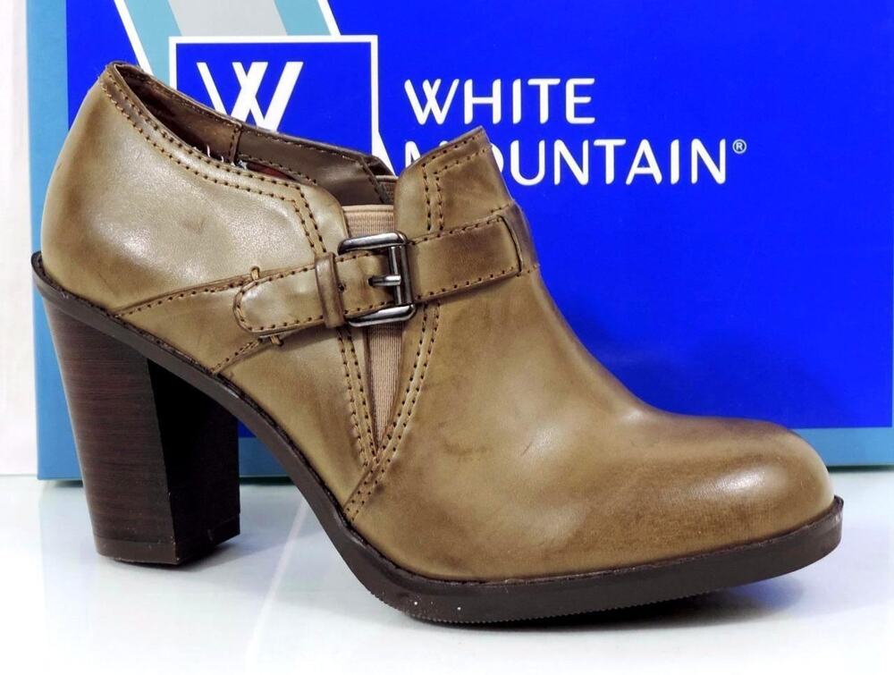 Women's Shoes White Mountain Ticket Ankle Booties Shooties Taupe Smooth Size 6.5